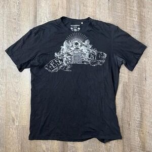 Vintage Y2k Guess Jeans Black Grunge Skull T Shirt Mens‎ Size Large